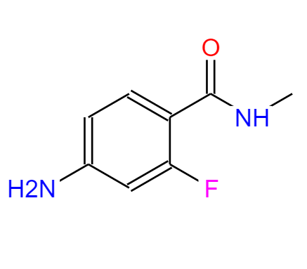 CAS：915087-25-1,中文名稱：N-甲基-2-氟-4-氨基苯甲酰胺 英文名稱：4-amino-2-fluoro-N-methylbenzamide 
