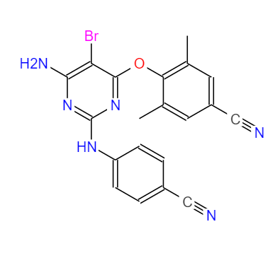 CAS：269055-15-4,中文名稱：4-[[2-[(4-氰基苯基)氨基]-5-溴-6-氨基]-4-嘧啶基氧基]-3,5-二甲基苯腈 