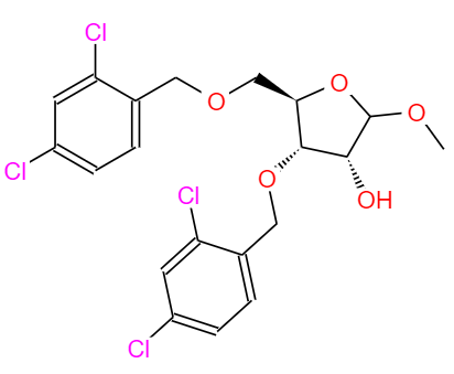 CAS： 636581-81-2，英文名稱：Methyl 3,5-di-O-(2,4-dichlorobenzyl)-D-ribofuranoside 