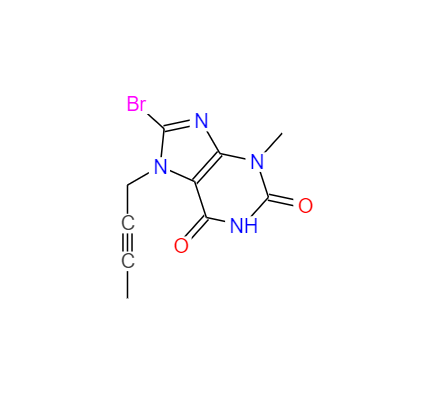 CAS： 666816-98-4，中文名稱： 8-溴-7-(2-丁炔基)-3-甲基黃嘌呤 英文名稱：3-Methyl-7-(2-butyn-1-yl)-8-bromoxanthine 