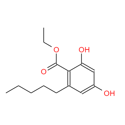 CAS：38862-65-6，中文名稱：2,4-二羥基-6-戊基苯甲酸乙酯， 英文名稱：Benzoic acid, 2,4-Dihydroxy-6-pentyl-, ethyl ester
