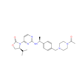 CAS：1429180-08-4，(4S)-3-[2-[[(1S)-1-[4-[(4-乙酰基-1-哌嗪基)甲基]苯基]乙基]氨基]-4-嘧啶基]-4-異丙基-2-惡唑烷酮